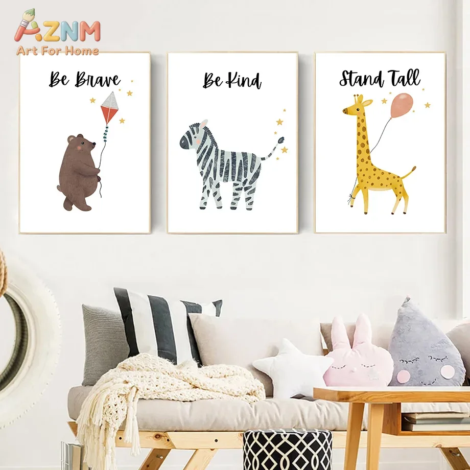 AZNM Be Brave Kind Stand Tall  - Animals Baby Nursery recension och pris
