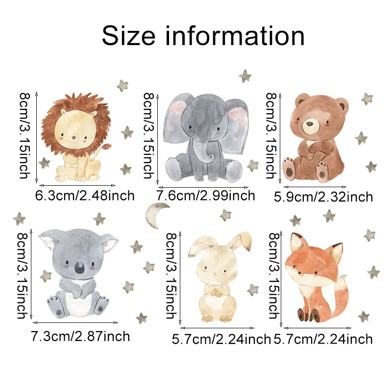 1/2/4/6set Cartoon Animals Wal - Animals Baby Nursery recension och pris