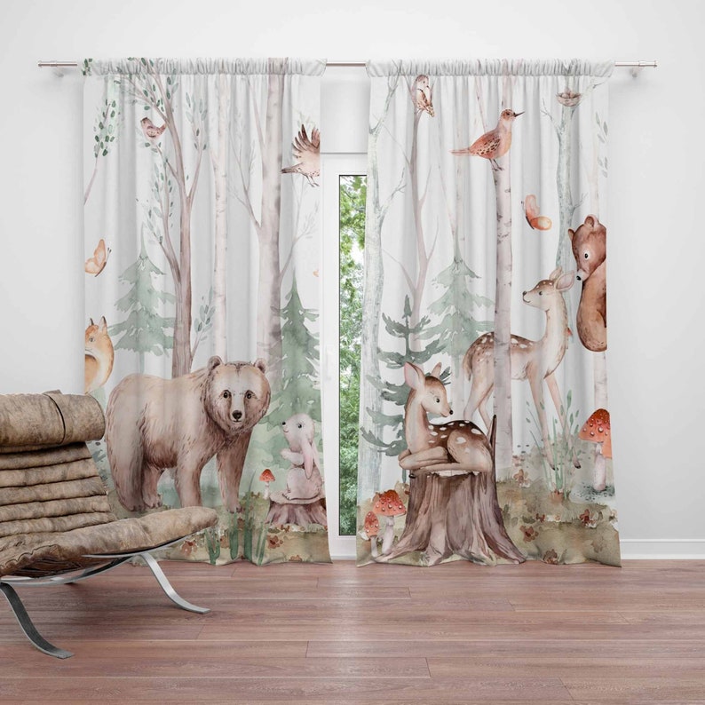 Forest Animals Curtains Kids N - Blackout Curtain Nursery recension och pris