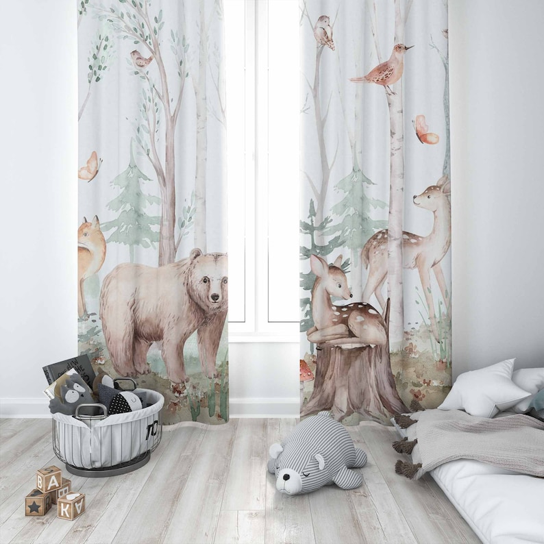 Forest Animals Curtains Kids N - Blackout Curtain Nursery recension och pris