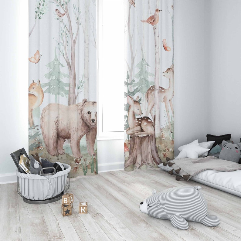 Forest Animals Curtains Kids N - Blackout Curtain Nursery recension och pris