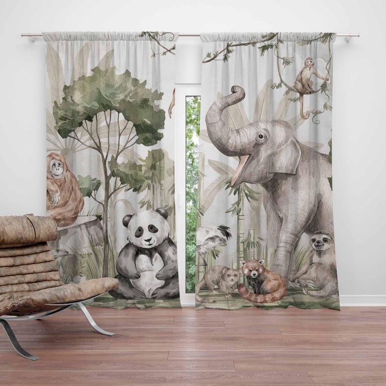 Safari Animals Curtains Kids B - Blackout Curtain Nursery recension och pris