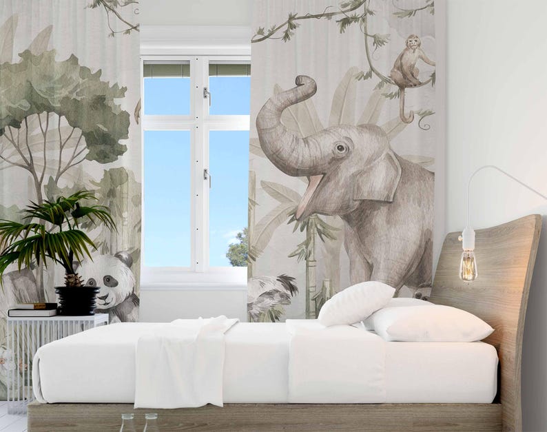 Safari Animals Curtains Kids B - Blackout Curtain Nursery recension och pris