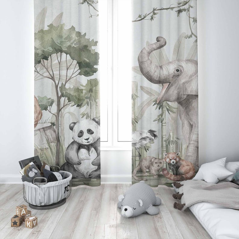 Safari Animals Curtains Kids B - Blackout Curtain Nursery recension och pris