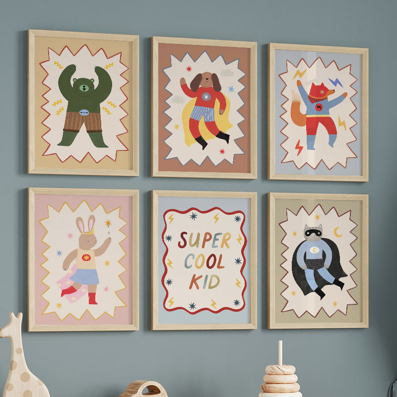 Funny Cartoon Super Cool Kid N - Animals Baby Nursery recension och pris
